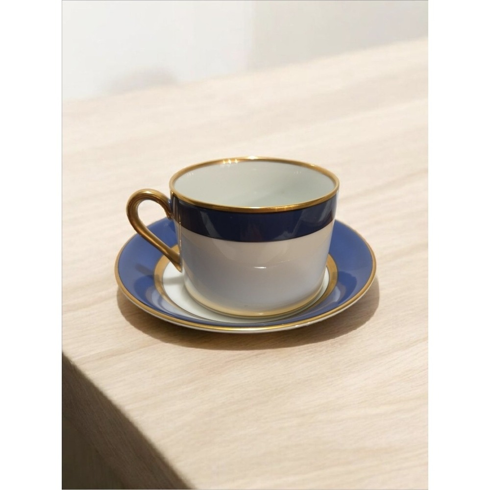 Fitz and Floyd Renaissance 1978 Cobalt Blue Cup and Saucer Set Japan